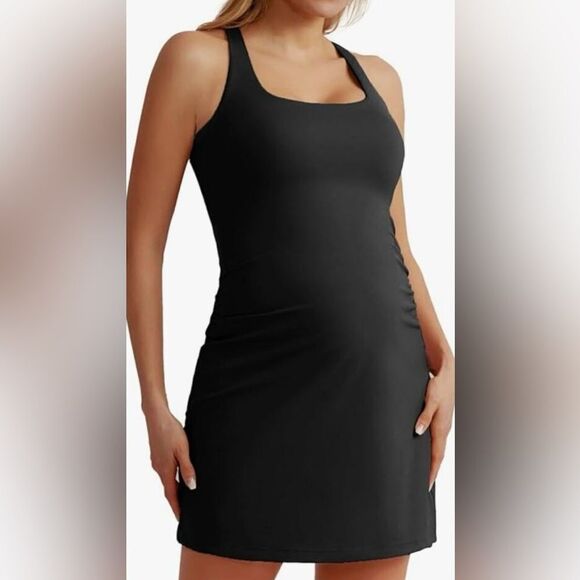 Maacie Maternity Black Stretchy Athleisure Tennis Dress - Picture 1 of 9